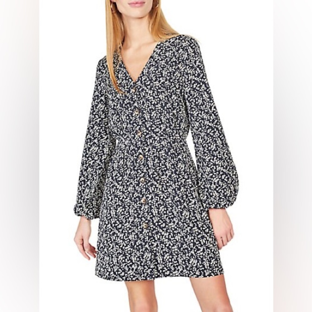 Miss Selfridge Ditsy Floral Puff Sleeve Mini Dress Size 4